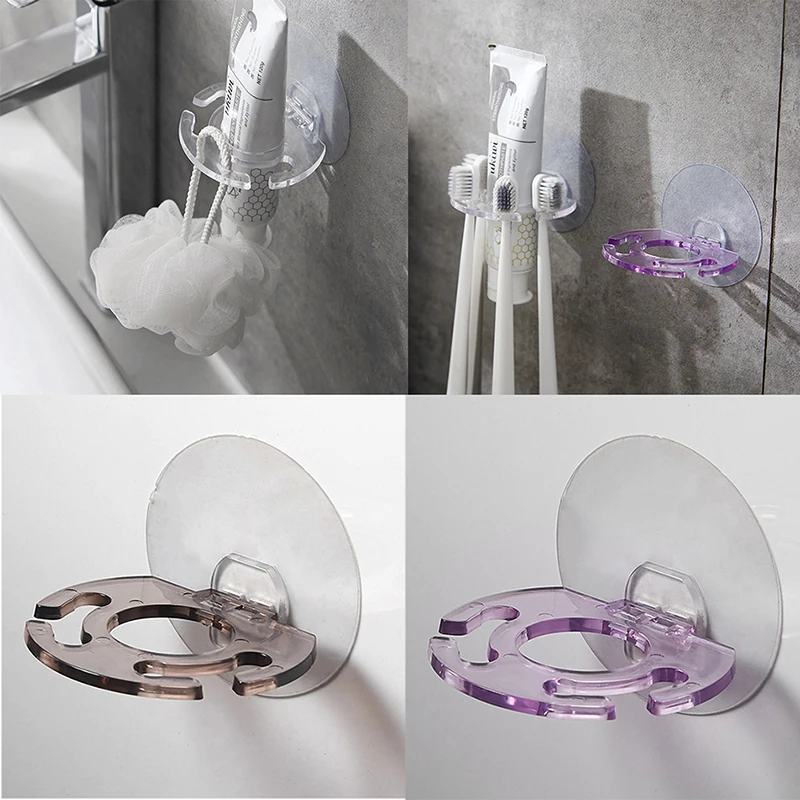 new self adhesive wall mount toothpaste dispenser toothbrush holder storage squeezer shaver holder bathroom shelves free global shipping