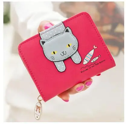 Women Cute Cat Wallet Small Zipper Girl Wallet Brand Designed Pu Leather Women Coin Purse Female Card Holder Wallet