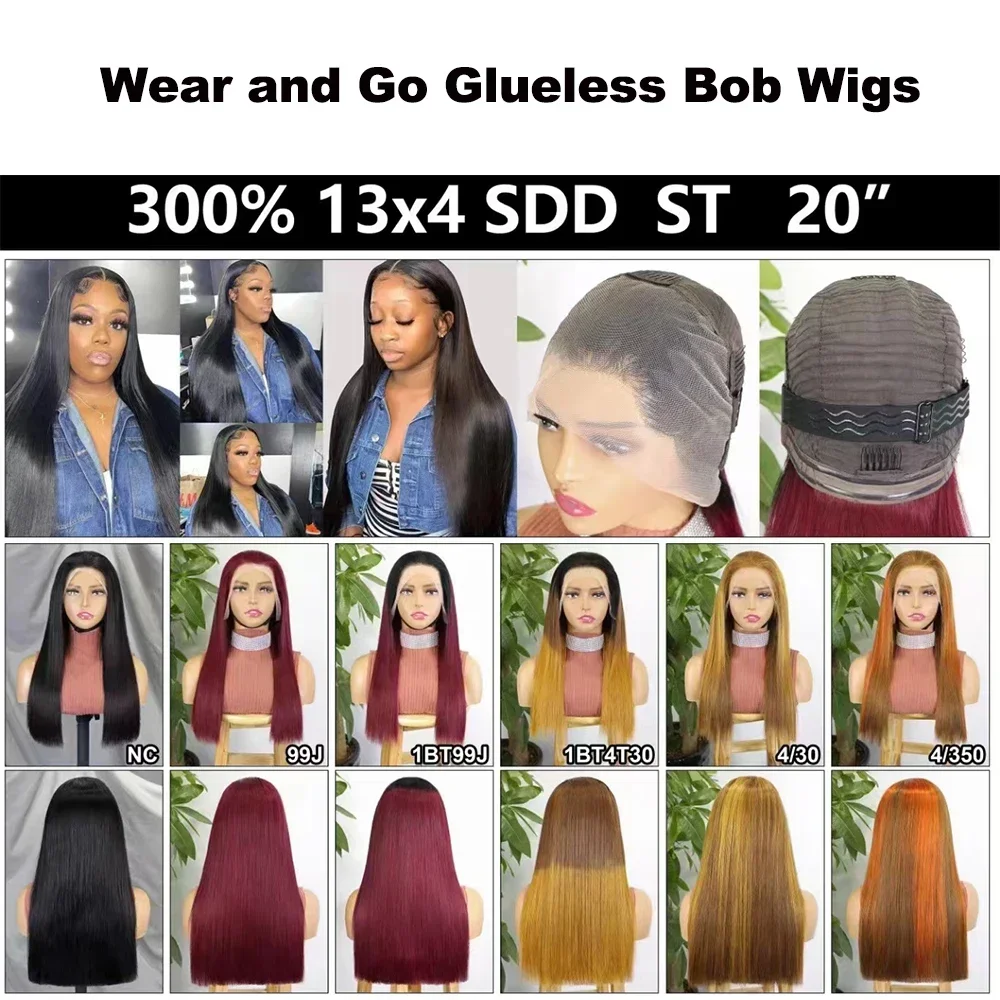 Bone Straight 13x4 Lace Front Wig Brown Colored Glueless Human Hair Ready To Wear Transparent Frontal Wigs for Women