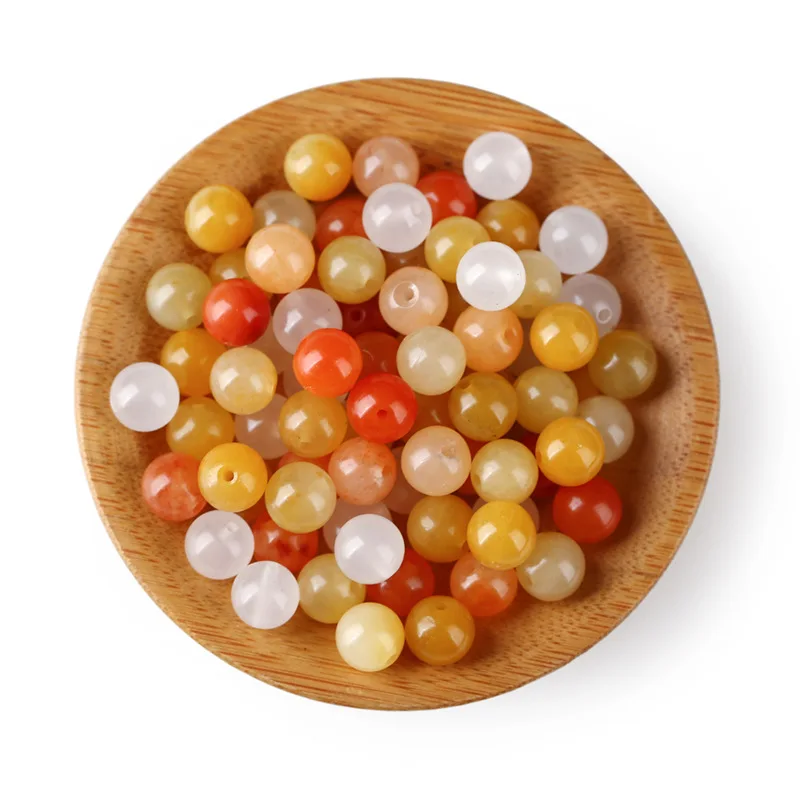 

6/8/10mm Natural Colorful Gold Silk Jade Round Bead For Jewelry Making Diy Necklace Earring Bracelet Charm Accessories Wholesale