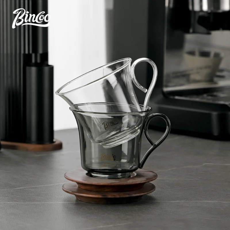 Стеклянная чашка для кофе Bincoo и блюдце с ручкой устойчивая к высоким