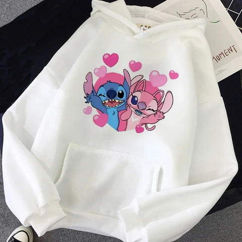 Stitch Cartoon Hoodie Autumn Unisex Hooded Long Sleeve Sports Sweater Streetwear Women Kawaii Clothing Aesthetic Hoodie Woman
