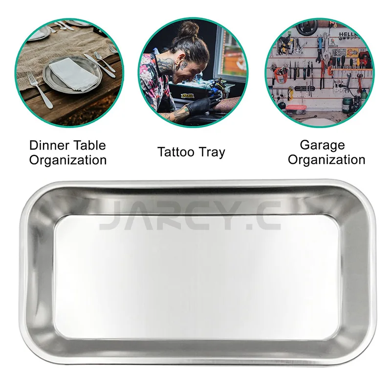 

Stainless Steel Microblading Tattoo Surgical Disinfect Tray Rectangle Cosmetic Storage Tray for Permanent makeup Tattoo Supplies
