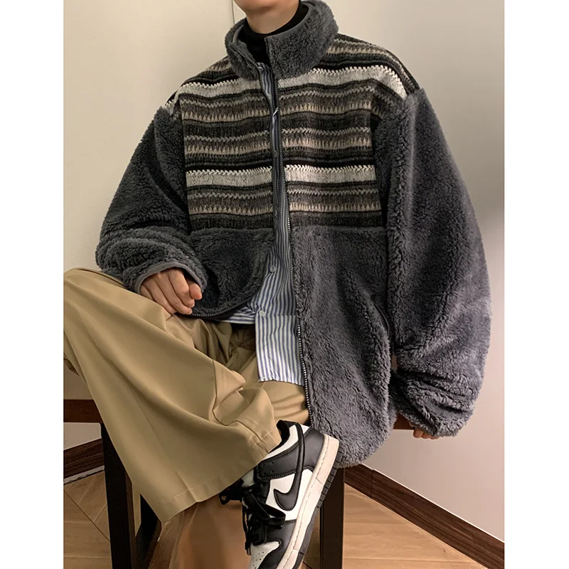 Winter Jacket Men Warm Fashion Retro Thicken Lamb Hair Jackets Mens Streetwear Korean Loose Thick Short Coat Men Clothes M-3XL