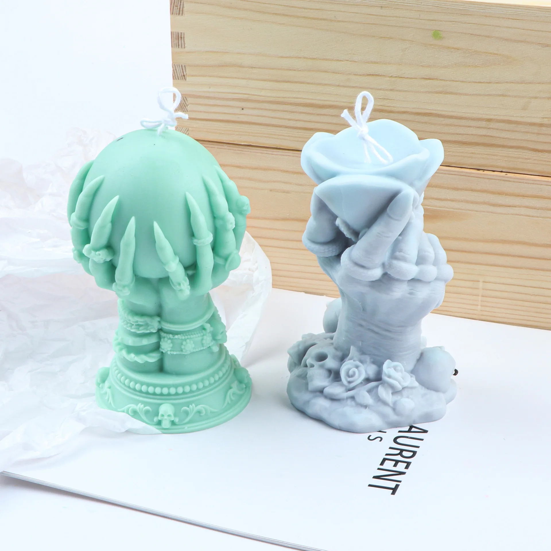 

Halloween Ghost Hand Rose Ball Candle Mold Silicone Molds Ice Plaster Cement Resin Soap Casting Making Candles Home Supplies