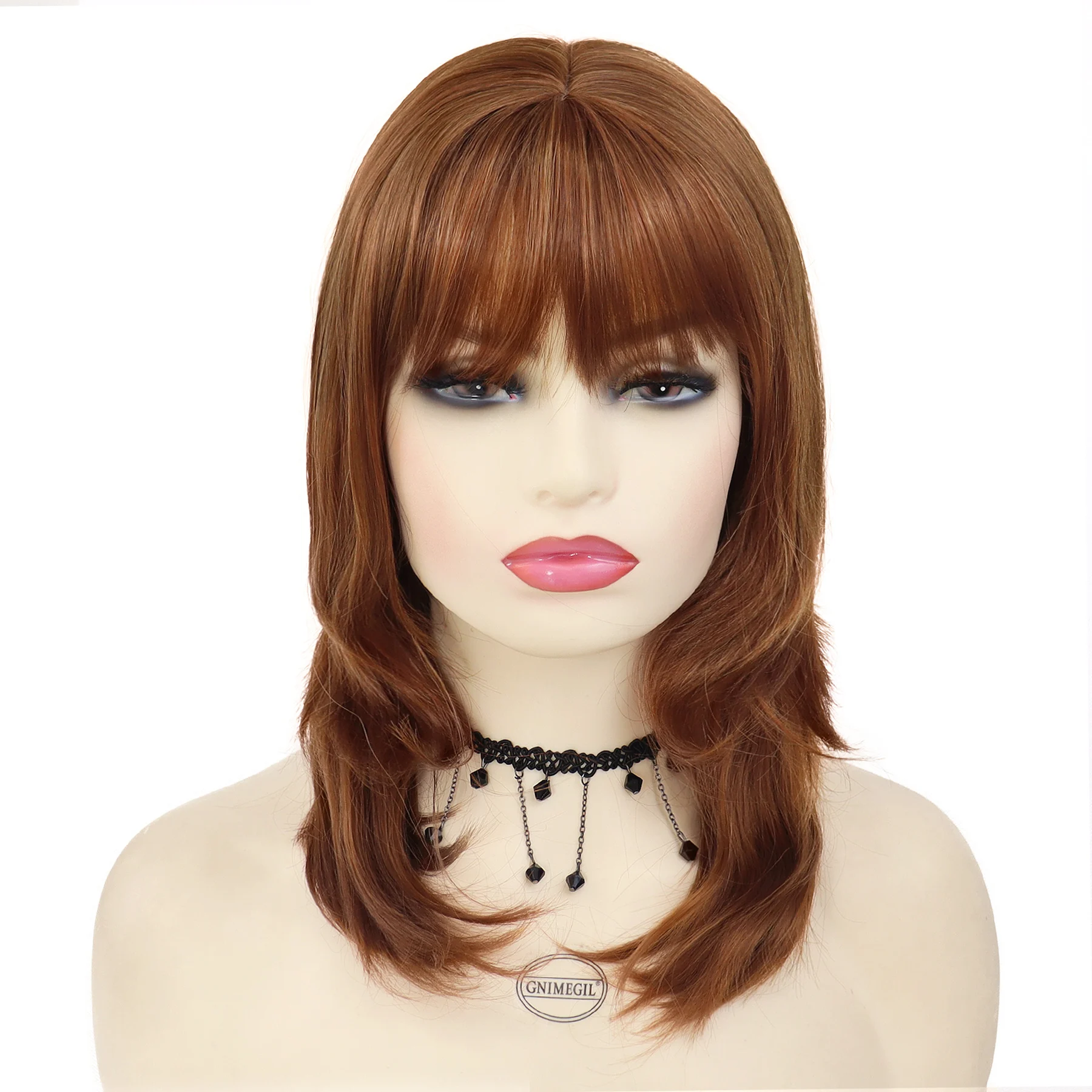 

GNIMEGIL Synthetic Auburn Wigs for White Women Long Straight Hair Wig with Bang Red Brown Wig Female Cosplay Mommy Wig Hairstyle