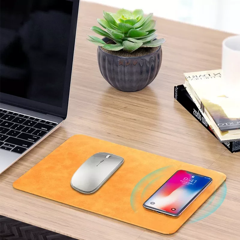 

2023NEW Qi Wireless Charger Charging Mouse Pad Mat With Cable Non-slip Desktop PU Leather Mousepad Charger 13/12/11/8