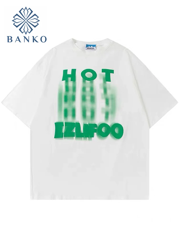 

2022 Unisex Hip Hop Streetwear Retro T Shirt Vague Letter Printed Short Sleeve Tops Tees Harajuku Casual All-Match Clothes Women