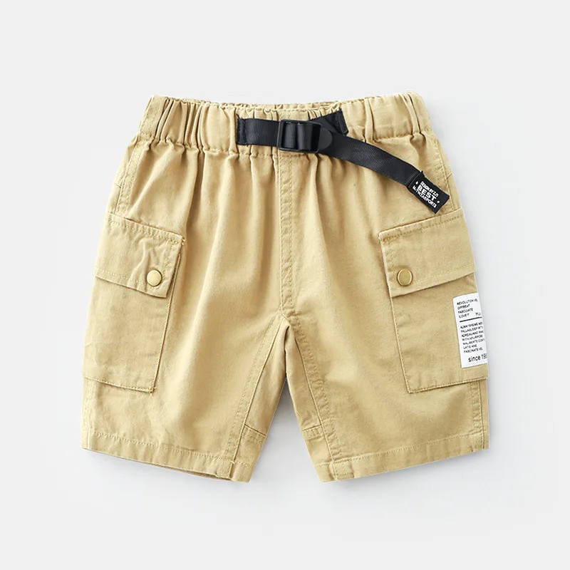 Baby Boy Shorts Summer Kids Boys Tooling Shorts Thin Kid Shorts Lace-up Wear Children Casual Pants Cotton Baby Shorts 2-8 T enlarge