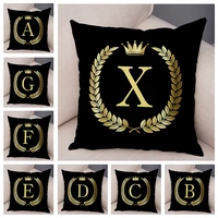 black golden crown letter cushion cover decor new year accessories pillowcase for sofa home soft plush pillow case 45x45cm