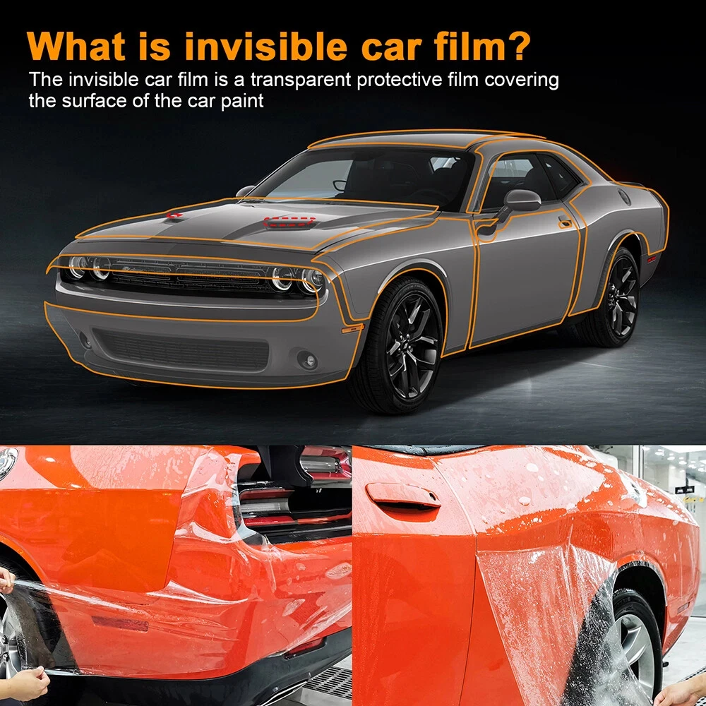 Фото Для Dodge Challenger SXT 2019-2023: Защитная пленка из ТПУ для бампера и капота, устойчивая к царапинам, самовосстанавливающаяся, невидимая, предварительно вырезанная, PPF-пленка (комплект) №2