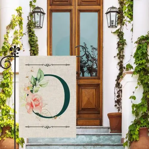 Садовый флаг с монограммой и буквами O цветочный 12X18 дюймов двухсторонний для