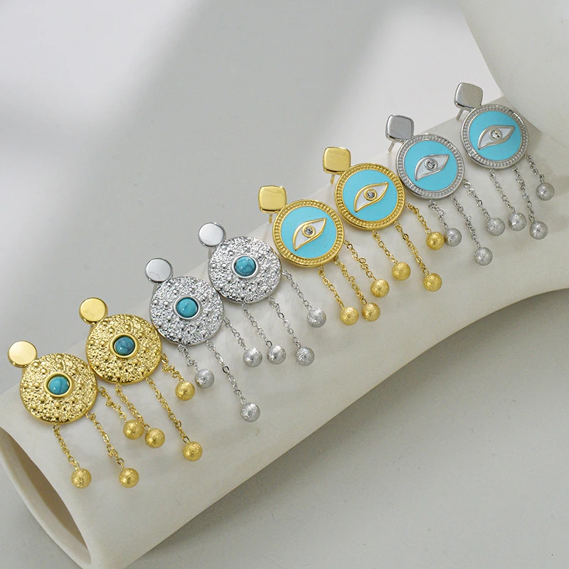 

Fashion Cute Evil Eye Tassel Earrings For Women Vintage Turquoise Earrings Female Punk Jewelry Birthday Weeding Friend Gift