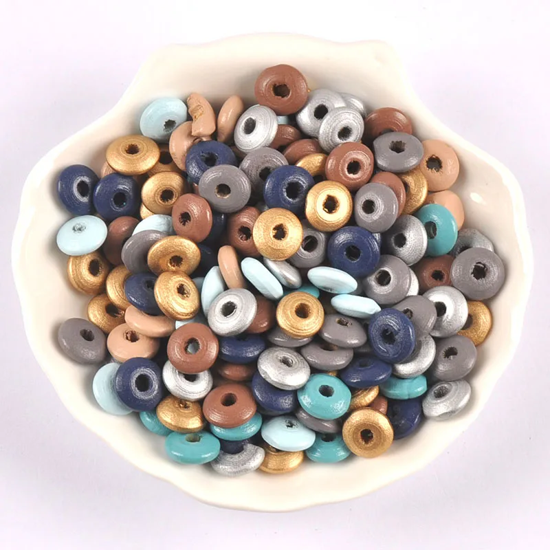 200-100 шт. плоские круглые деревянные бусины для украшений ручной работы