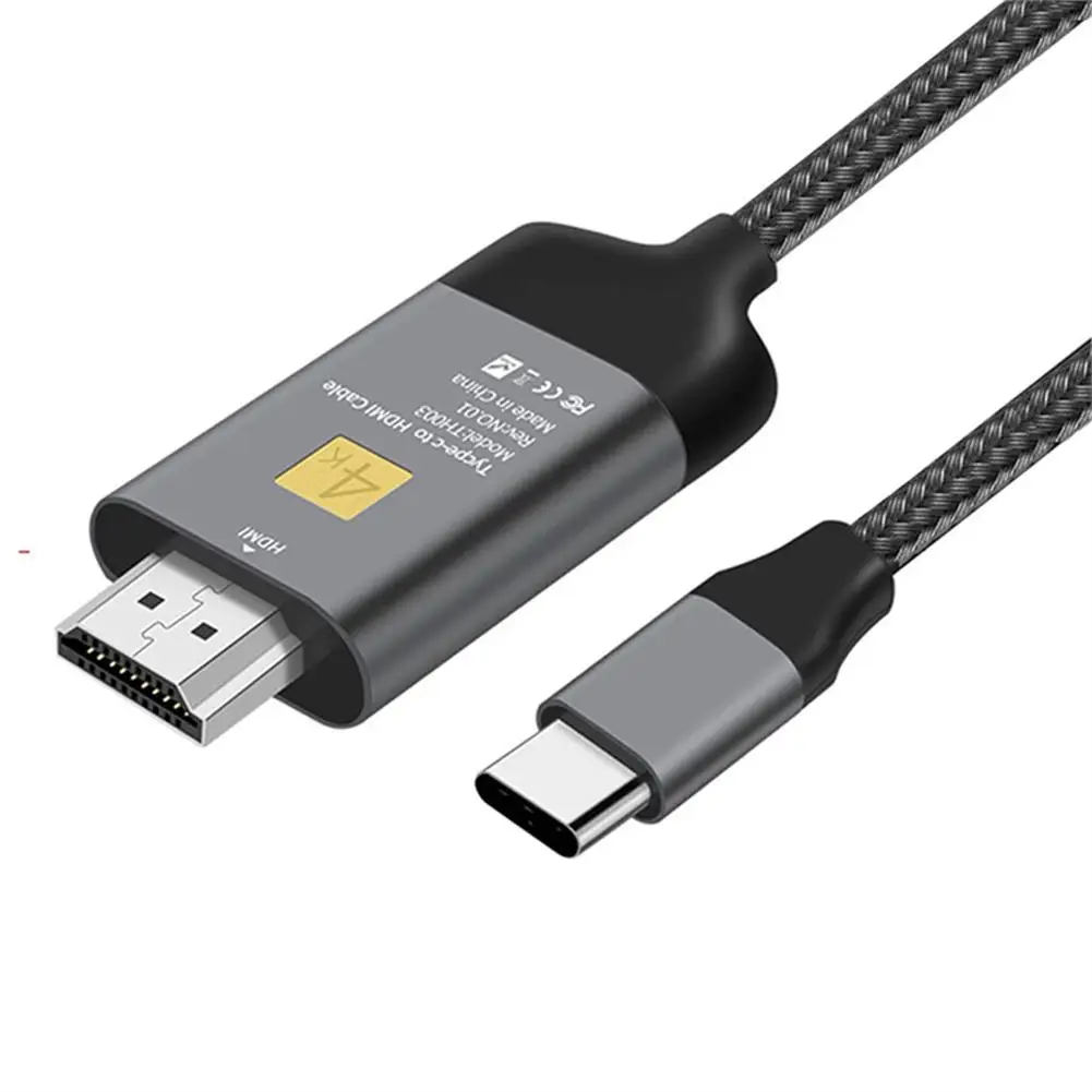 

4K 60Hz/30Hz Type-c To Hdmi-compatible Aluminum Shell Braided Wire Cable for Windows 10/8/8.1/7/Vista/XP MacOS