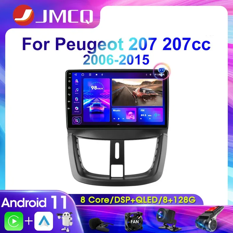 

JMCQ 2 Din 4G Android 11 Car Radio Multimedia Video Player For Peugeot 207 CC 207CC 2006-2015 Navigation GPS Head Unit Carplay