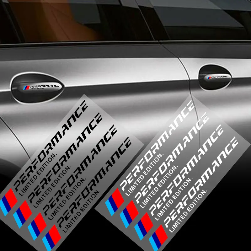 

4 шт., наклейки на дверные ручки BMW E46 E90 E60 E39 E36 E91 E34 X1 X5 X3 X7 X6 Z4 F10 F20 G20 M Performance