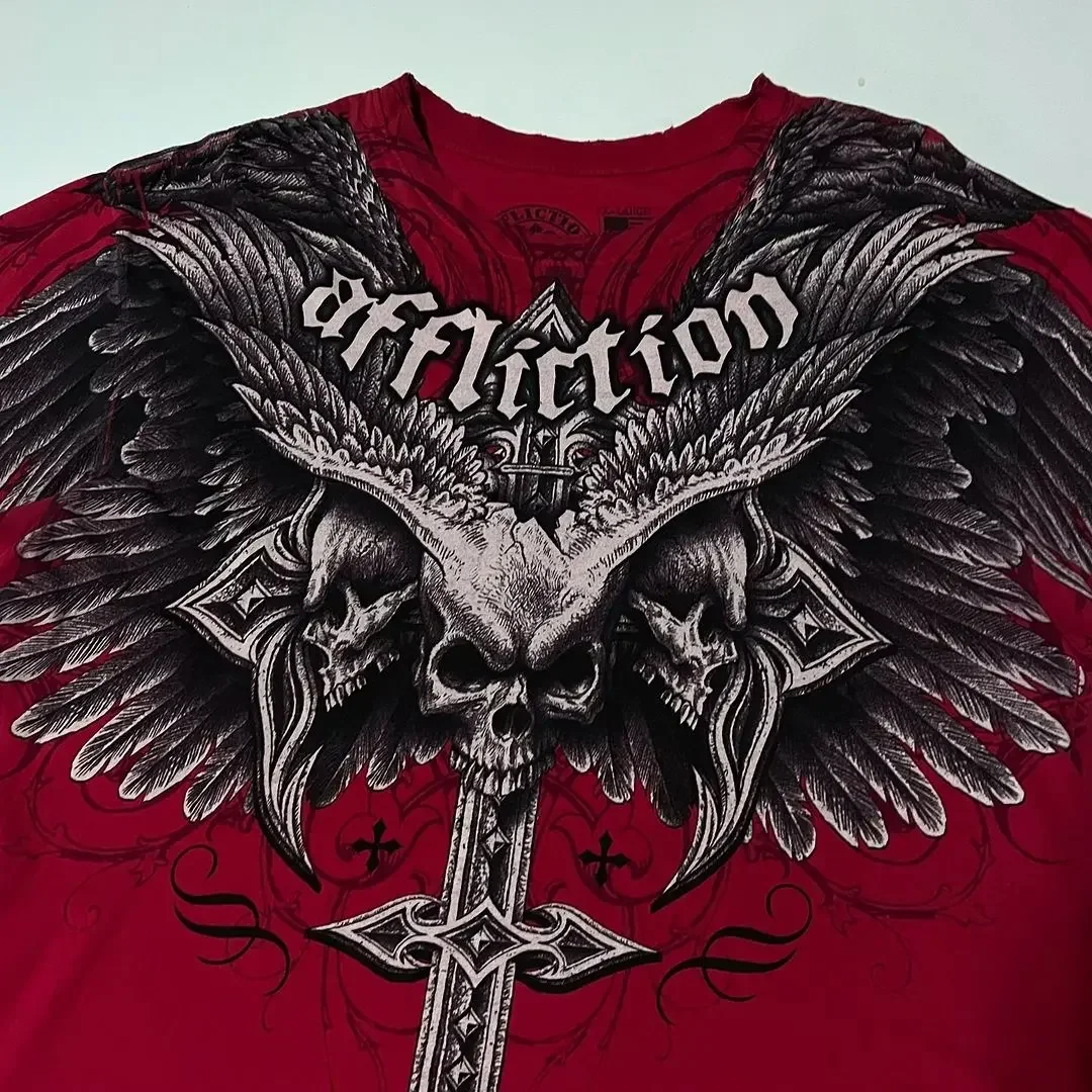 Футболка большого размера в стиле хип-хоп американский гот 2000-х годов уличная