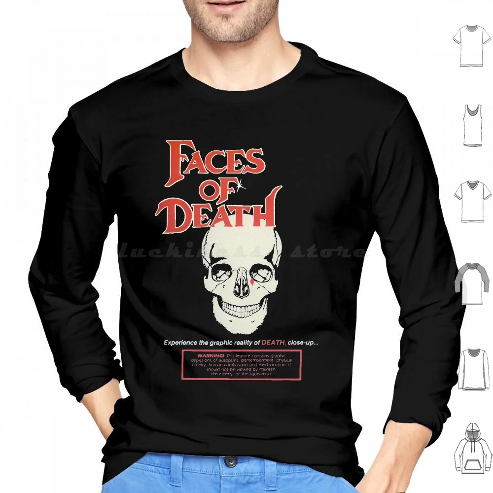 

Faces Of Death-Cover Art（1978）☆Vhsgasm Video☆ Horror Hoodies Long Sleeve Faces Of Death Gorgon 80S Horror Retro Horror