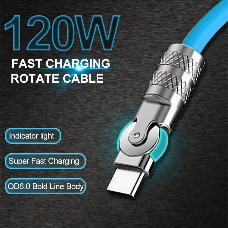 

2023 New Rotating Type-c Data Cable Super Fast Charging Cable For Huawei Apple Xiaomi Android Phone Charging Cable Convenience