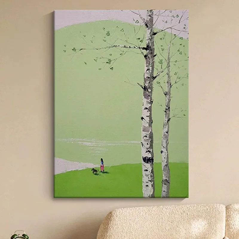 Красивый пейзаж с зеленым полетом картина маслом ручной работы на холсте