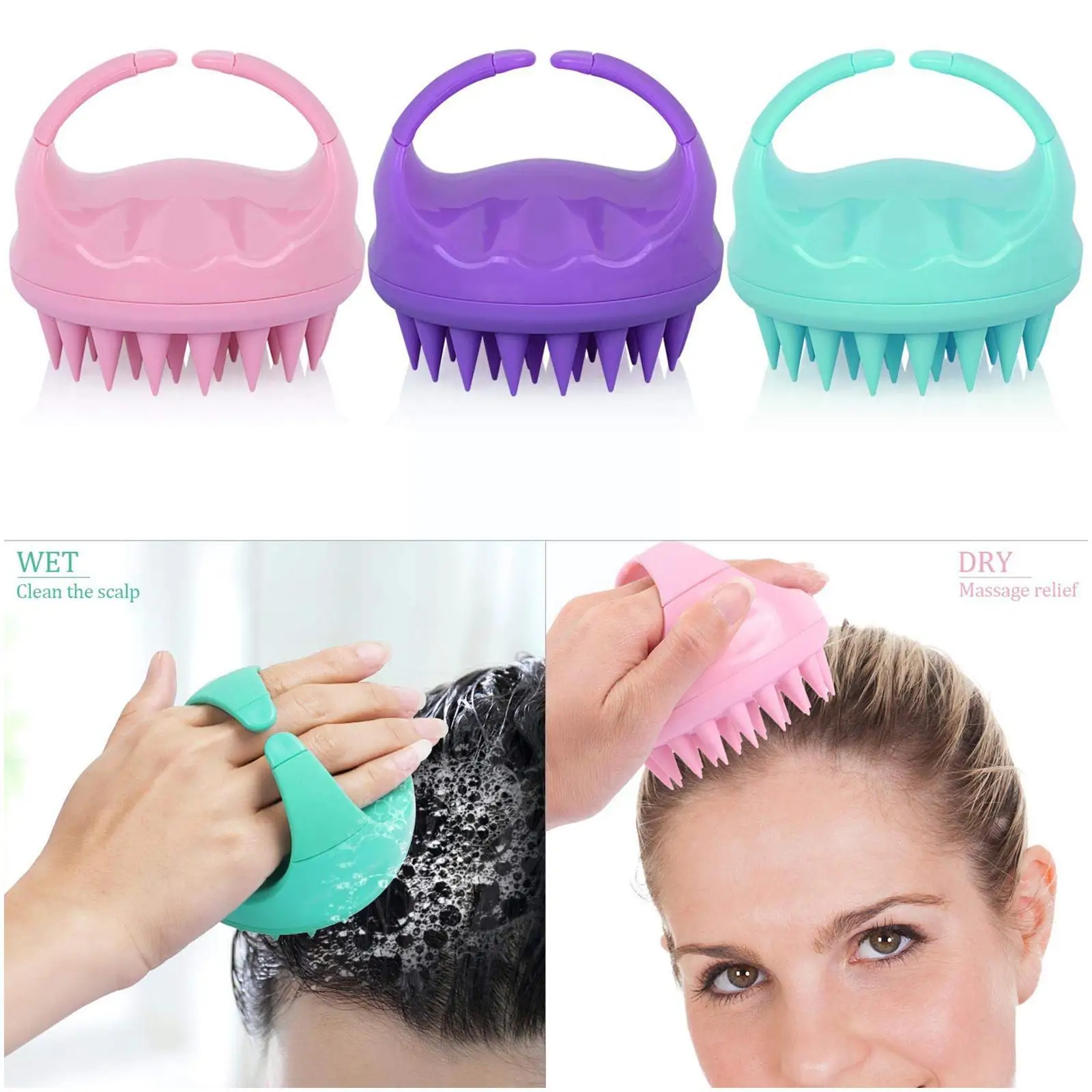 

Силиконовая расческа для головы, щетка для шампуня, Массажная щетка для головы, силиконовая расческа для парикмахерской, инструмент для вол...