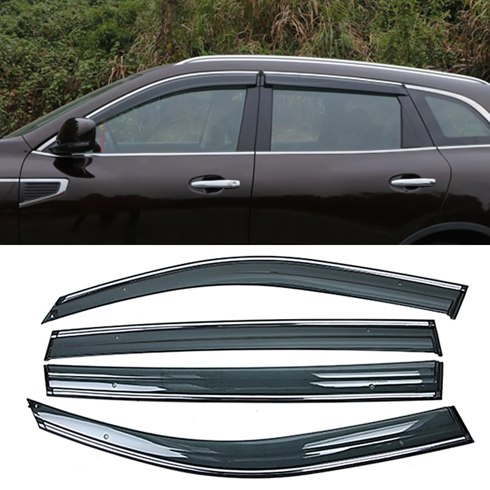 

For RENAULT Koleos 2017 2018 2019 Car Window Sun Rain Shade Visors Shield Shelter Protector Cover Trim Frame Sticker