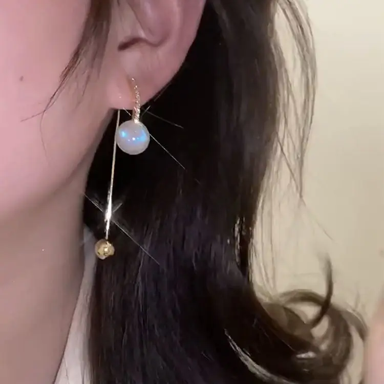 

2022 New Sparkle Inlaid Rhinestones Mermaid Pearl Tassels Earrings for Woman Long Chain Pearl Dangle Earrings Wedding Jewelry