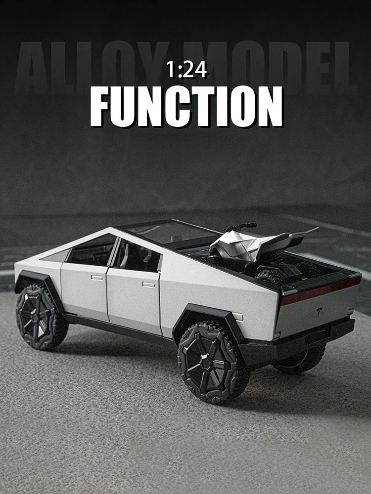 

Имитация 1/24 автомобиля Tesla cyberгрузовик, игрушечный автомобиль из сплава