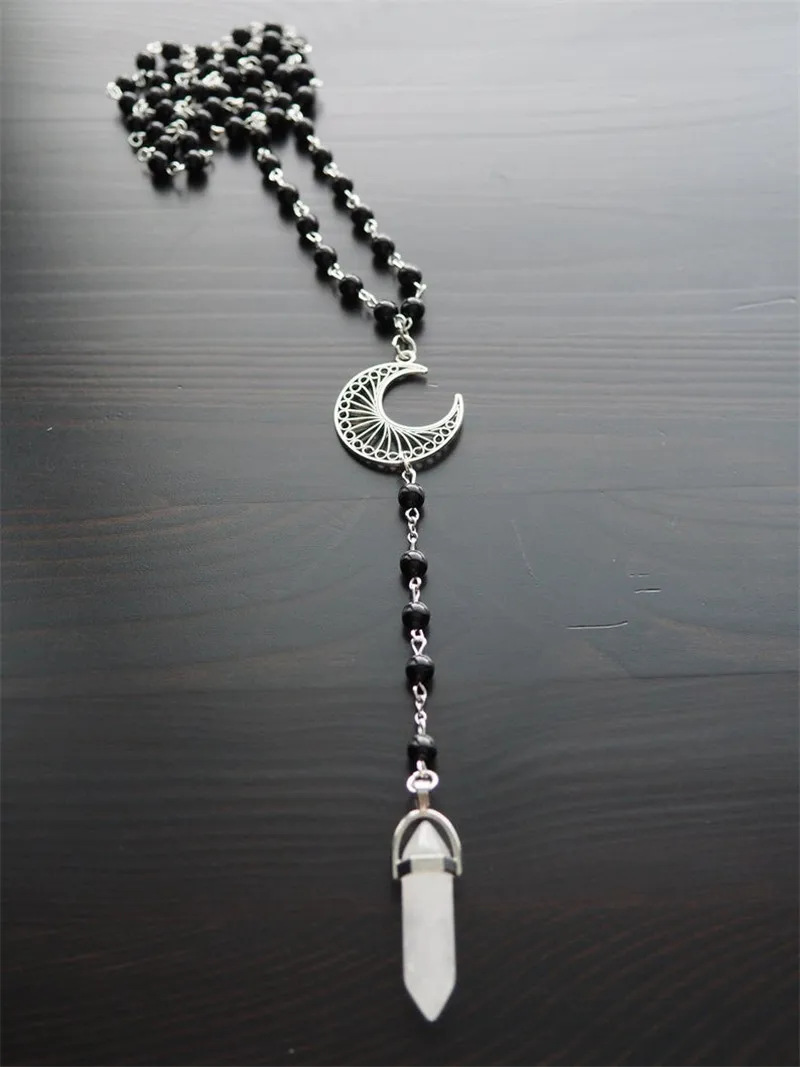 Модная трендовая бижутерия полый лунный жемчуг цепочка кристалл шестигранная