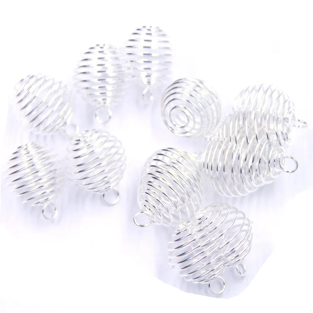 

20Pcs Pendants Pearl Beads Cages Silver Plated Alloy For Charms Necklaces Jewelry DIY Making Findings 20x25mm