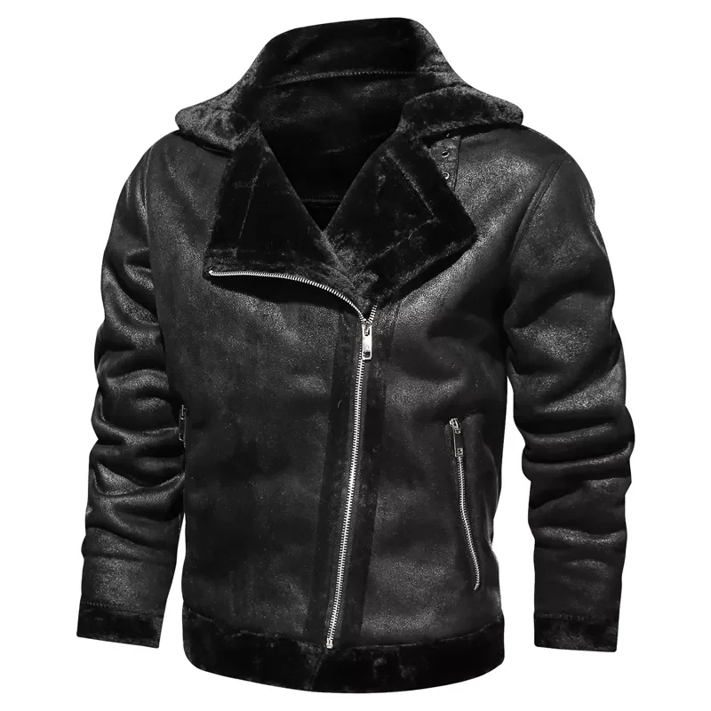 

New2022 PU 2022 New Winter Motorcycle Jacket Motorcycle Leather Jacket Warm Plus Velvet Thick Retro Vintage Leisure Mens Leather