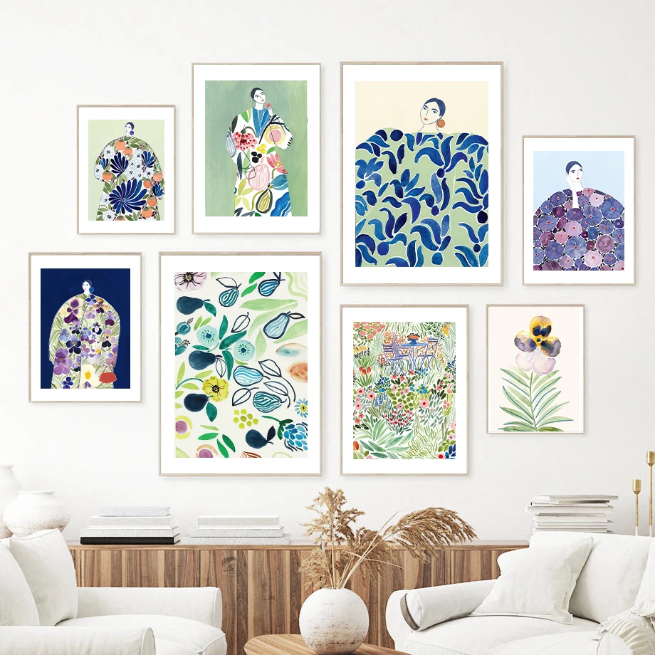 Абстрактный портрет минимализм женщина покрытая цветами фигурка искусство