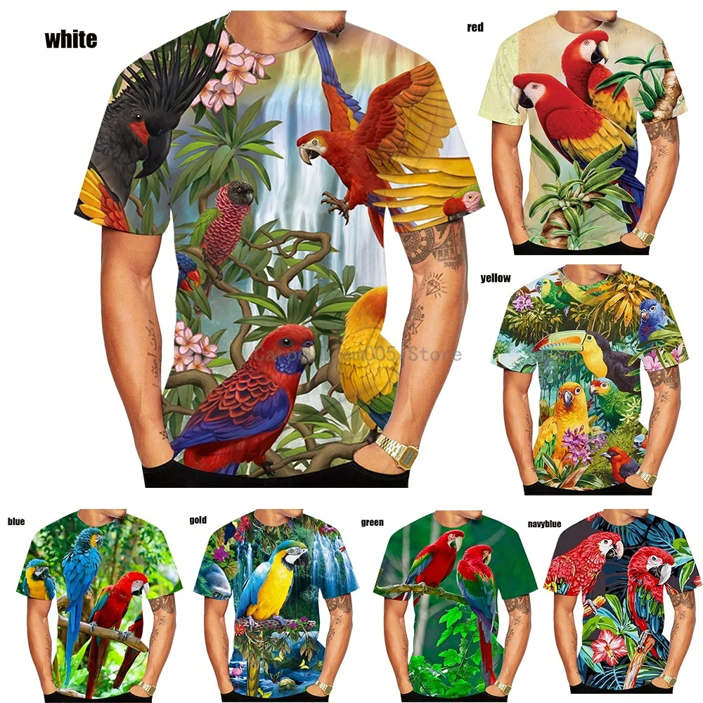 

Men's 3D Printing Parrot Print T-shirt Bird Short Sleeve T-shirt Men's Casual Top