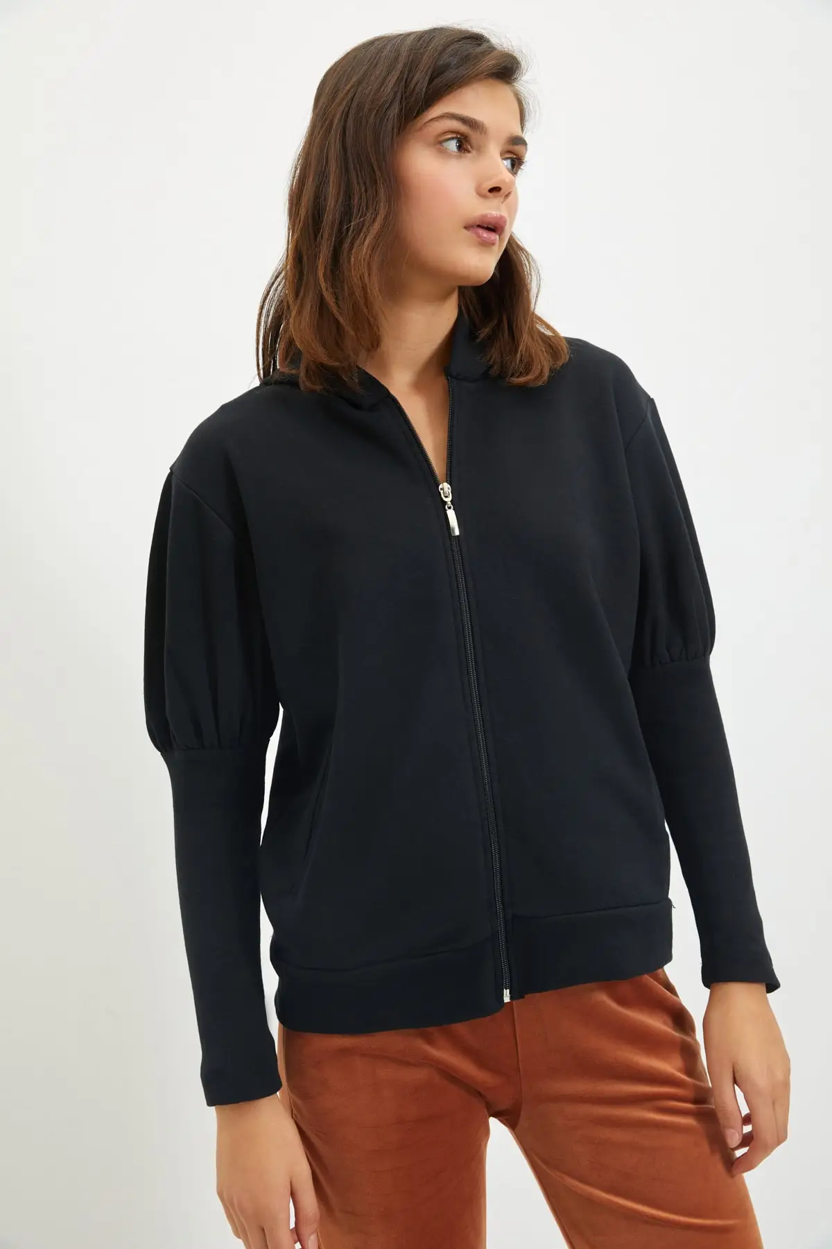 

Women's Sweatshirt Black Hooded Zipper Knitted Slim Hoodies Fashion All Season New Designer Pullovers Fleece Hoodies