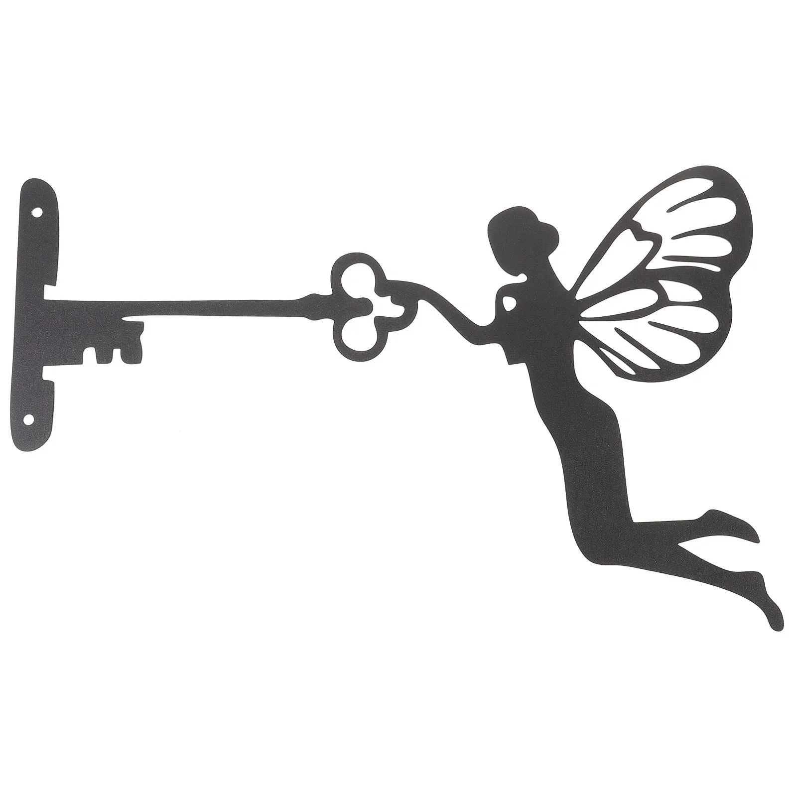 

Garden Decorative Sculpture Metal Fairy Wall Hanging Decor Tree Decoration Statue Signs Silhouette Holding Key Home