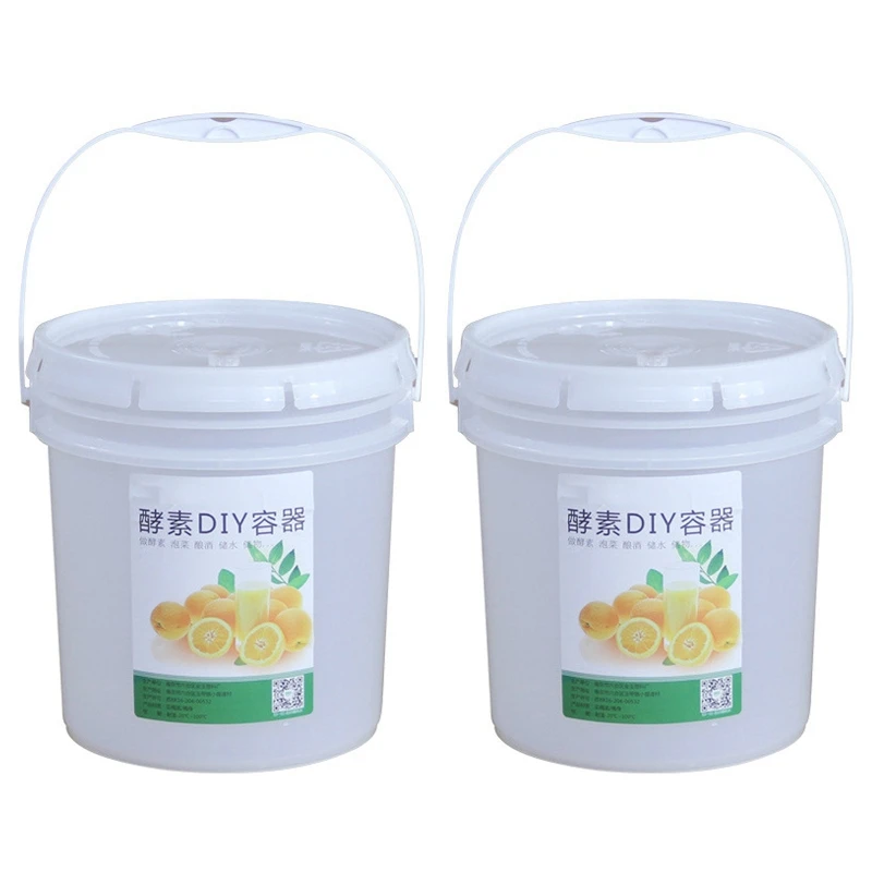 

2X 5L Plastic Bucket For Wine Fermentation Leakproof Container Beer Fermenter With Airlock Faucet And Lid