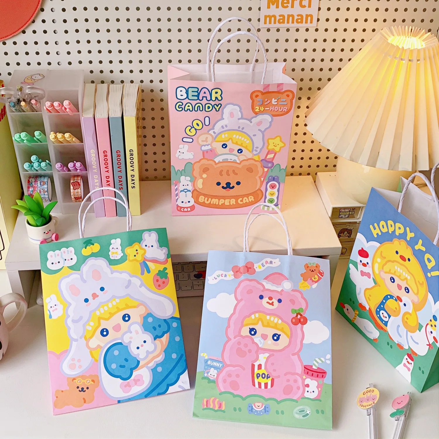 

Kawaii Korea Ins Paper Stationery Storage Bag Cartoon Cute Girl Student Stationery Storage Office Accessories Organizer Desk