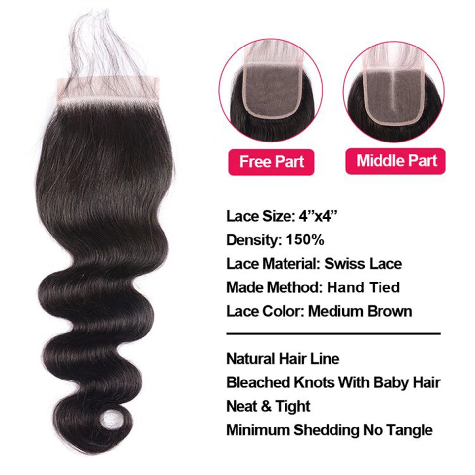 30 Inch Body Wave Bundles With Closure Remy Human Hair Bundles with Closure Indian Human Hair 3 or 4 Bundles Hair Extensions