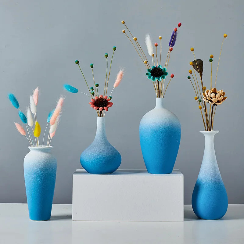 

Ceramic Vases Nordic Graduated Color Small Vases for Rustic Home Living Room Desk Bookshelf Decoration Flower Bottle