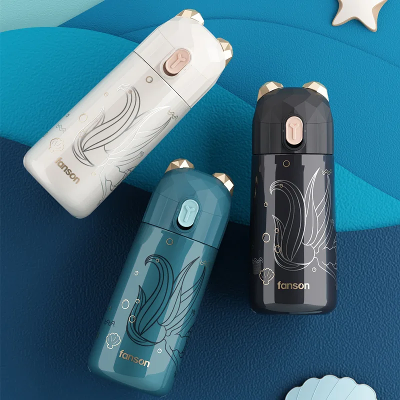 

Hot Girl's Insulated Cup Cute Bear Designer Kid's Thermos Bottle 304 Stainless Steel Tumbler Portable Vacuum Flask