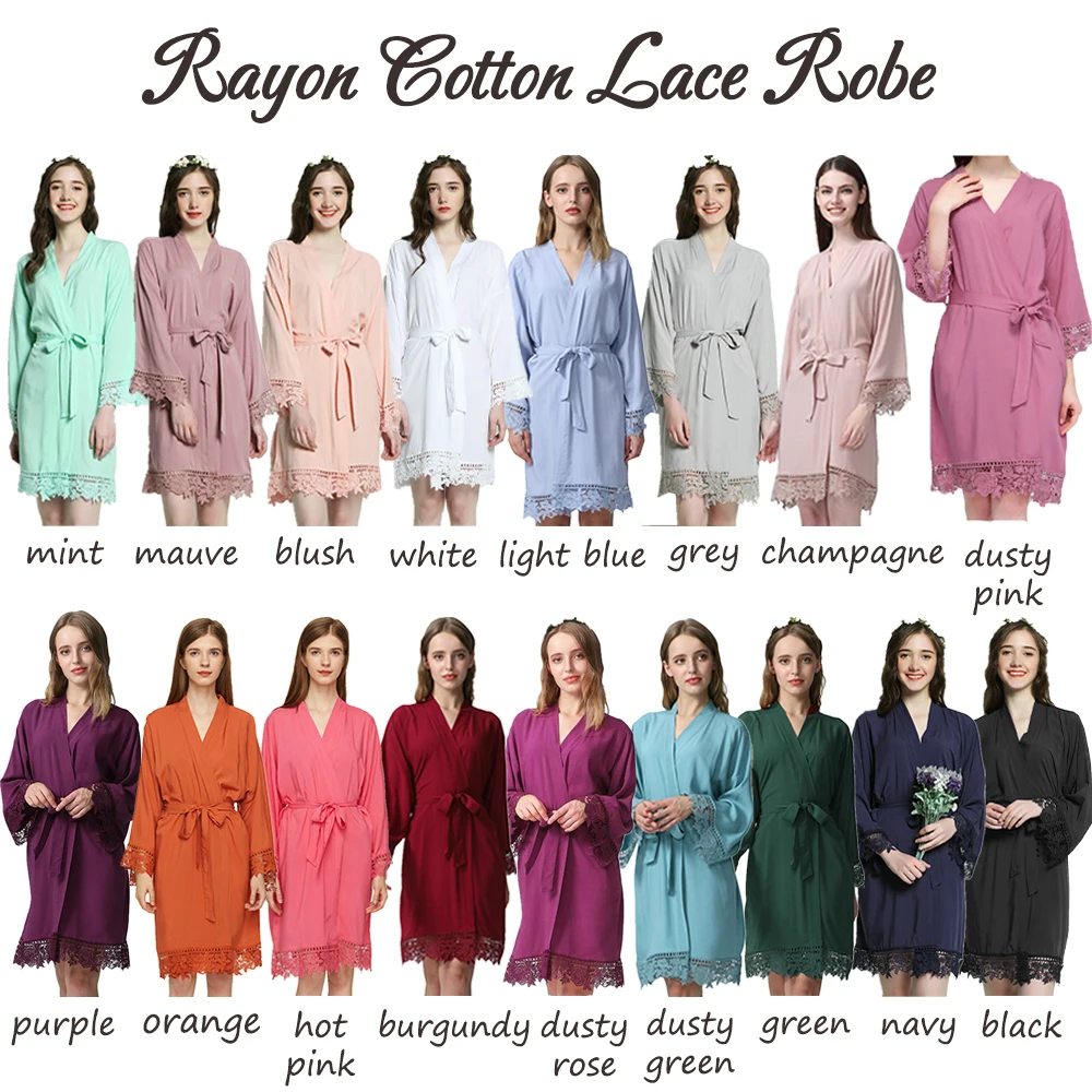 2021 New Bride Lace Robe Summer Soft Rayon Cotton Wear Bridal Robes Kid Robe Cheaper Women Night Dress