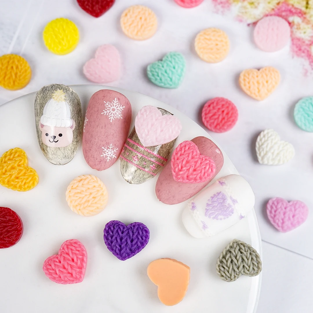 

Nail Resin Charm Flatback Rhinestones Heart Love 3D Art Decoration DIY Press on Korean Christmas Fall Autumn Accessories