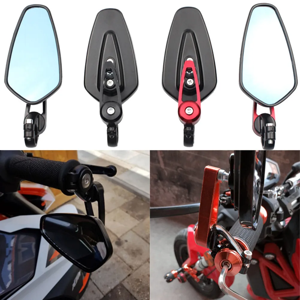 

7/8" 22mm Universal Motorcycle Handle Bar End Rearview Mirrors Left + Right Handlebar Side Mirrors Adjustable High Quality