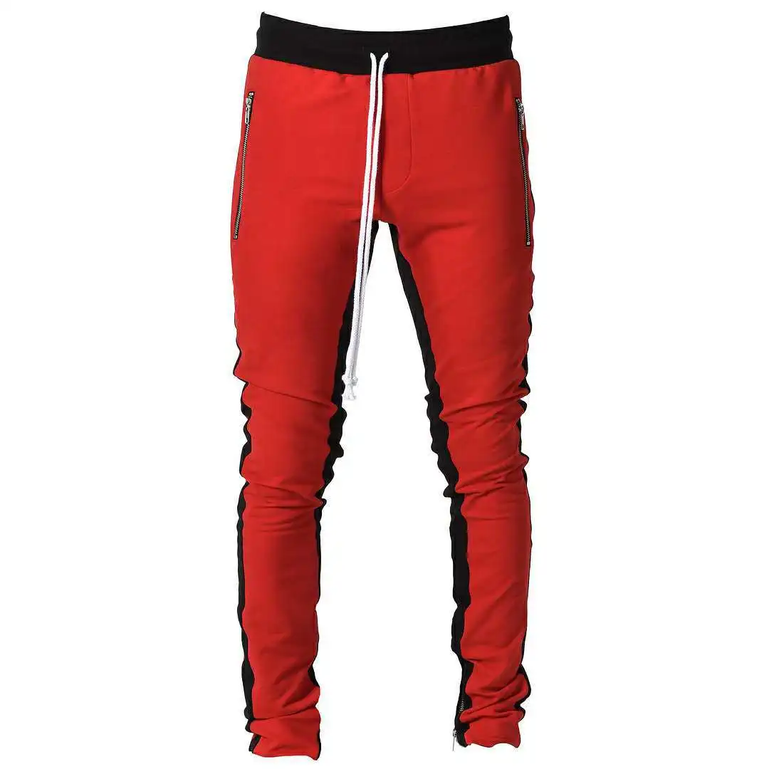 Spring and Autumn New Men's Sports Trousers Stitching Running Sports Fitness Training Tight Men's Pants Sweatpants Men