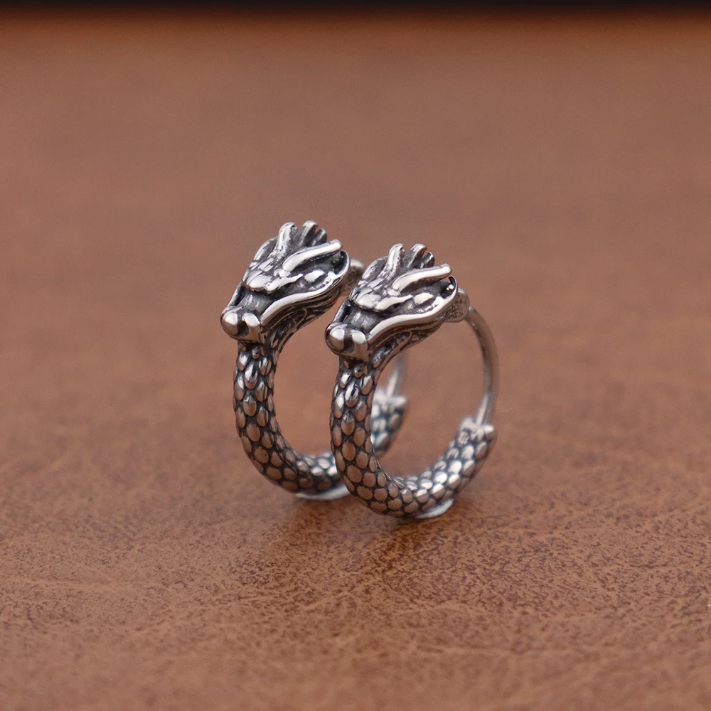 Серьги-кольца Viking Wolf Head из нержавеющей стали