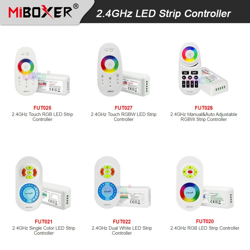 Miboxer 2.4G Dual White CCT/ Single color /RGB /RGBW LED Strip Controller DC 12V 24V wireless Remote Light Tape dimmer Switch