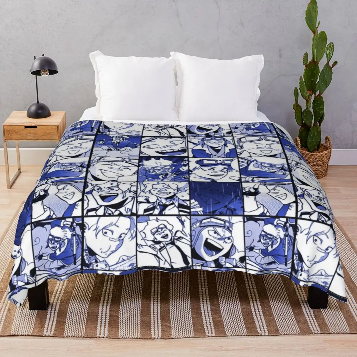Oboro Shirakumo Collage Blanket Flannel Plush Print Fluffy Throw Blankets for Bed Sofa Camp Office