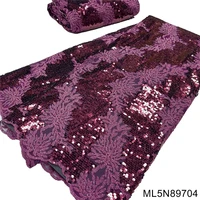 2022 african lace fabric african velvet sequined lace fabric high quality lace made with french mesh for dress ml5n897