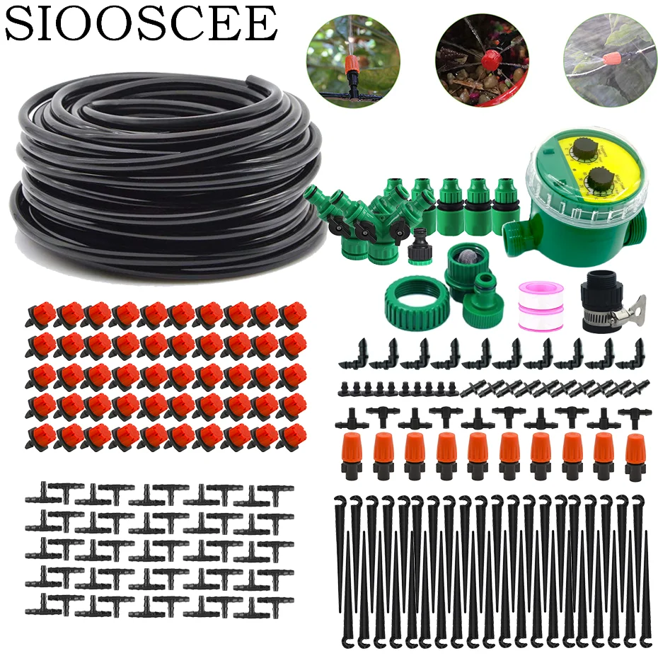 50/30m Watering Drip Irrigation System Automatic Watering Kit Garden Watering Timer Hose System Greenhouse Drip Irrigation